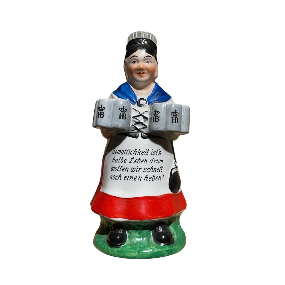 Vintage German Hofbrauhaus Munchen Beir Ceramic Liquor Decanter Bottle Beer Maid
